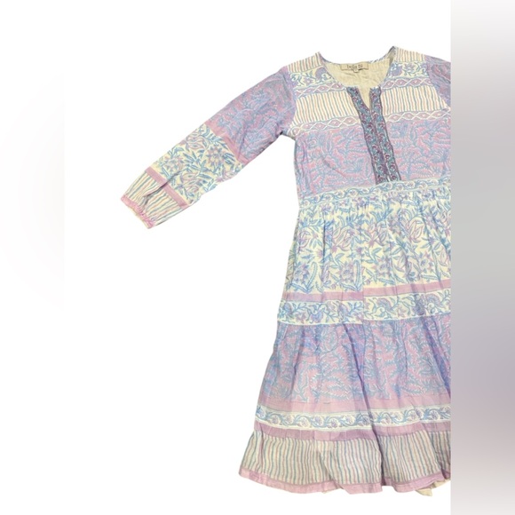 Bella Tu Fiona Long Sleeve Dress in Pastel Lilac and Blue Size Small. - Picture 3 of 10